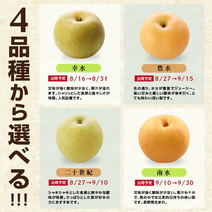 楽天市場 エントリーでp5倍 送料無料 長野県産 梨 5kg 秀品 幸水 豊水 二十世紀 南水 完熟 なし 選べる品種 和梨 こだわりの甘い梨 おいしい梨 旬の果物 お中元 ギフト 朝採り当日出荷 お取り寄せ フルーツ 産地直送 贈答用 プレゼント 国産 山下屋荘介