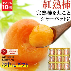エントリーP10倍！お中元 アイス 紅熟柿 9個入 市田柿を丸ごと1個使った氷菓子 シャーベット スイーツ 無添加 ギフト 砂糖不使用 国産原料のみ プレゼント 送料無料 | お取り寄せ 市田柿 干し柿 柿アイス 果物アイス 内祝 フルーツ 柿 贈り物 贈答 お返し 2026 御中元