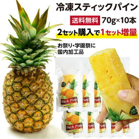 【国内加工】 冷凍 スティックパイン10本 2セット購入で1セットおまけ！ お中元 送料無料 | 自然派アイスクリーム 冷凍パイン 冷凍フルーツ 冷凍パイナップル 冷やしパイン ギフト プレゼント 業務用 夏祭り お祭り 学園祭 出店 文化祭 おやつ 砂糖不使用 無添加アイス