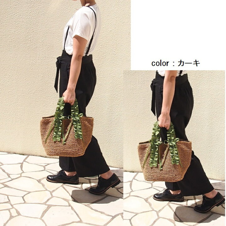 楽天市場 再々入荷致しました フリルハンドル トートバッグ Padoro パドロー カゴバッグ Lサイズ かごバッグ 籠バッグ 軽量 バッグ 小物 レディースバッグ トート リボン ストローバッグ コーデ ハンドバッグ 夏 インスタ 人気 ママバッグ So Sweet