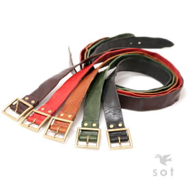 【sot（ソット）公式ストア】ハンドウォッシュ レザー ベルト 本革 全5色 レッド/グリーン/キャメル/ダークブラウン/ブラック 幅 40mm