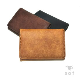 【sot（ソット）公式ストア】プエブロ レザー コイン&カードケース ボックス型コインケース 本革 日本製 キャメル / ダークブラウン / ブラック