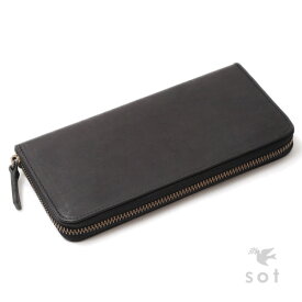 【sot（ソット）公式ストア】プエブロ レザー ラウンドファスナー付 長財布 ファスナー小銭入れ メンズ 本革 日本製 定番 キャメル / ダークブラウン / ブラック