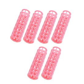ヘアカーラー プラスチック製ピンク シリンダーデザイン カーリングツール 女性用 6個入り
