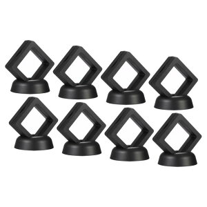 PATIKIL 50 x 50mm 3D浮遊陳列ケース 8個 コイン表示 サスフ レームホルダー スタンド台付き 宝石 標本 メダリオン用 黒