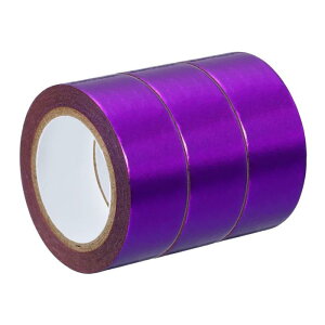 PATIKIL 15mm x 5m メタリック和紙テープ 3巻 マスキングホイルステッカー 自己粘着 DIY アート クラフト ラッピング装飾用 パープル