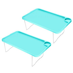 PATIKIL 朝食トレイテーブル 2個 ベッドトレイ 折り畳み脚付き 再利用可能 サービングプラッター ラップトップスナックデスク 食用 ブルー
