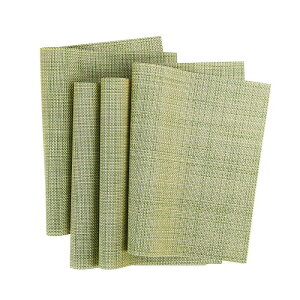 ランチョンマット プレースマット 耐熱 滑り止め PVC製 リムーバブル 食卓 雰囲気 インテリア 華やか 断熱 おしゃれ 飾り 家庭 レストラン用 ピュアグリーン 4枚セット