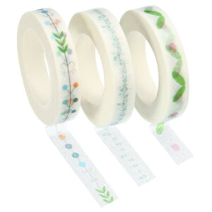 PATIKIL 8 mm x 10 m 和紙テープ 3ロール マスキング自己粘着ステッカー DIYアートクラフトラッピングデコレーション用 (花、果実、葉)