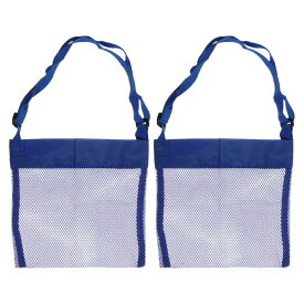 PATIKIL メッシュビーチバッグ 2個 スモールサイズ サンドバックパックシーシェルトートバッグ 調節可能なキャリングストラップ付き トラベル スポーツ用 ブルー