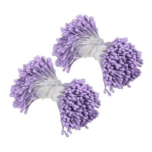 PATIKIL 2 mm 双頭花のおしべ 700個 造花 おしべ めしべ パッドパール フローラルおしべ DIY クリスマスカード 結婚式の装飾用 パープル