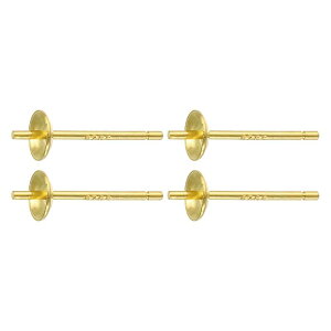 2セットの925スターリングシルバーイヤリングポスト、パールカップパッドイヤリングスタッド空白、Diyイヤリング宝石メイキング探す、金メッキ、カップサイズ4mm/0.16"