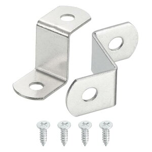 25個3/4"オフセットキャンバスクリップ ピクチャーフレームミラークリップZ字形キャンバスペイントマウントクリップ 2つ 取り付け穴付きネジ付き シルバー