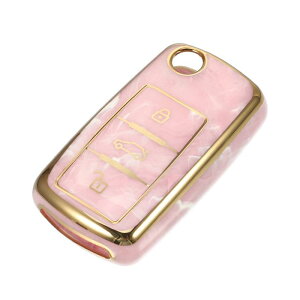 VekAuto 車のリモコンキーフォブカバー ケースシェル保護 3ボタン Volksw agenに対応 Jettaに対応 2002-2019 Volksw agenに対応 Golf Passatに対応 完全な保護 TPU ピンク
