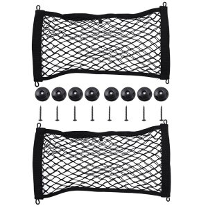 車のトランク収納リアカーゴネット シートバックバッグ 弾性ハンモックオーガナイザー ポケットホルダーポーチ メッシュ ユニバーサル 車 SUV用 45x25cm 2セット