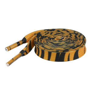 Elerevyo 1 Pair Leopard Print Flat Shoe Laces for Sneakers, 0.31'' Shoelaces Shoestrings for Casual Hiking Shoes Orange Black Tiger 160cm/63.0