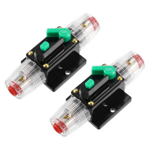 �Ԃ̃T�[�L�b�g�u���[�J�[ �蓮���Z�b�g�t�� �C�����C���q���[�Y�z���_�[�ی� DC 12V- 48V 10A �u���b�N �O���[�� 2��