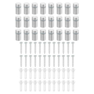 24個 スタンドオフスクリュー 1/2" x 0.8" ステンレス鋼広告スクリュー 壁スタンドオフマウントハードウェア アクリル額縁ガラス看板掛け用 シルバー