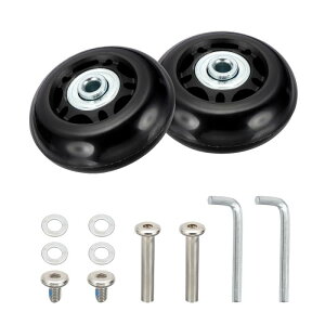 スーツケース用 車輪交換キット 60x24mm PUスーツケース車輪修理キット スムーズなトロリー交換用スイベルキャスター インラインスケートトロリーバッグ用(黒 2個入り)