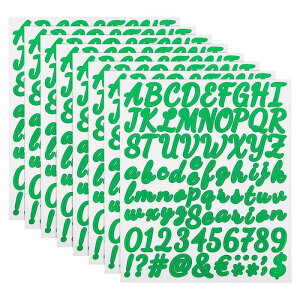 8 シート 672 個 文字数字ステッカーキット 1 インチ 自己粘着性ビニール筆記体アルファベットデカール メールボックスサイン DIY クラフトデコレーション用 ダーク緑