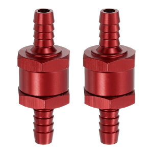 2個8mm(5/16")燃料チェックバルブ ノンリターンワンウェイチェックバルブ アルミニウム合金制御アクセサリー ガソリン ディーゼル ガス オイル 空気 水用 赤色