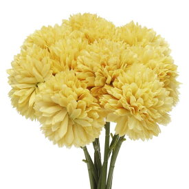 人工花の花頭 シルクの菊の花のボール ヒドランジアのイエローい贋花 DIYクラフト ウェディング パーティー用 10個