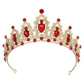 VOCOSTE 王冠 ティアラ クラウン プリンセス 花嫁 ウェディング パーティー コスプレ ヘアアクセサリー 髪飾り レッド