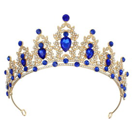 VOCOSTE 王冠 ティアラ クラウン プリンセス 花嫁 ウェディング パーティー コスプレ ヘアアクセサリー 髪飾り ブルー