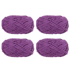 4つのスケインのシェニール糸毛布糸 4x100g/14oz ゲージ5# バルキーポリエステル 軟らかい編み物 クロシェ 織り バッグ スカーフ 帽子 パープル 4x68m(248yds)