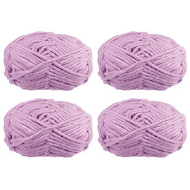 4つのスケインのシェニール糸毛布糸 4x100g/14oz ゲージ5# バルキーポリエステル 軽量パープル色 編み物 クロシェ 織り バッグ スカーフ 帽子用