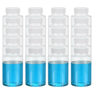 PATIKIL 20個入り 300ml しやくボトル PETワイドマウスラウンドボトル ネジキャップ付き 実験室用水しやく 液体 固体サンプル 保管 シール 透明