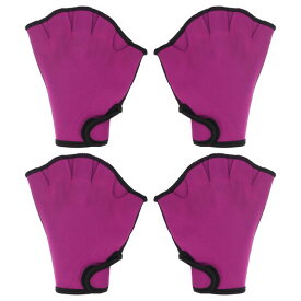 PATIKIL メッシュ水泳用手袋 2 ペア入り 男女共通 水泳 抵抗 手袋 水抵抗 訓練 部品 水泳用 飛び込み用 Lローズレッド