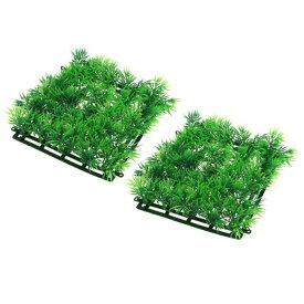 VOCOSTE 水族館人工プラスチック芝生 水族館装飾 草 水槽 景観植物装飾用 2個 グリーン 16x15 cm