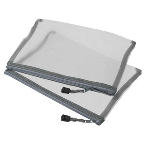 メッシュジッパーバッグ ジップポーチ ペンシルケース 収納ポケット A5 ナイロン トラベル オフィスアクセサリー用 グレー 6枚入り