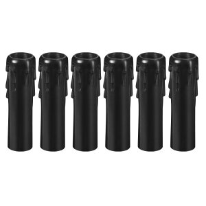 PATIKIL 25x100mm キャンドルソケットカバー 燭台ベース キャンドルカバースリーブ 6個入り プラスチック E14シャンデリア用 ブラック