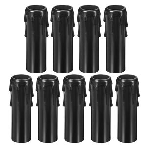PATIKIL 30x100mm 燭台ベース キャンドルカバースリーブ キャンドルライトソケットカバー 9個入り プラスチック 欧風 シャンデリア用 ブラック