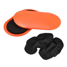 エクササイズコアスライダー オーバルグライダーディスク 足カバー付き 両面 ホームジム使用 全身トレーニング用 オレンジ