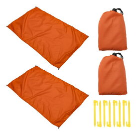 ビーチブランケット 防水 ピクニックマット キャリーバッグ付き 旅行 ハイキング キャンプ 野外活動用 110 x 70 cm オレンジ 2個
