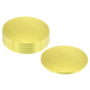ケーキボード 6枚セット 10" - 厚さ1/2"の段ボール製ケーキドラム 丈夫な円形ケーキベース パイ菓子やデザートのディスプレイに最適(金)