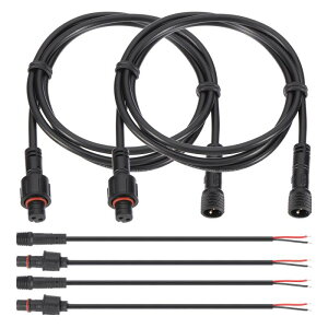 PATIKIL 3.28Ft 2ピン延長ケーブルワイヤー 2セット22規格防水IP67エクステンションコード 7.87インチメスオスコネクターキット 車 トラ ック 屋内/屋外用ソーラーLEDストリップライト用 黒色