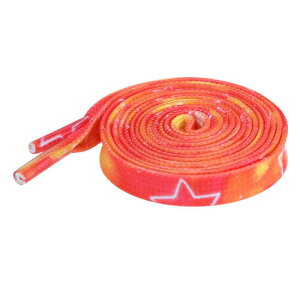 Elerevyo 1 Pair Tie-Dye Stars Flat Shoe Laces for Sneakers, 0.31'' Soft Shoelaces Shoestrings for Casual Hiking Shoes Red Orange 140cm/55.1