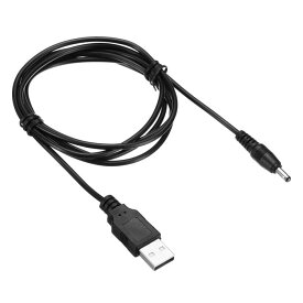USBケーブル 電源コード 充電ケーブルプラグ USBオス-DC 3.5 x 1.35 mmオス ナイトライト用 ミニファン用 150cm ブラック 1本入り