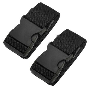 PATIKIL ラゲッジストラップ 2パックのスーツケースストラップ 調節可能なラゲッジベルトストラップ スーツケース用バックル付き 黒