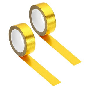PATIKIL 15mm x 10m メタリック和紙テープ 2巻き マスキング箔ステッカー DIYアートクラフト 包装装飾に適したセルフアドヒーシブ 金色