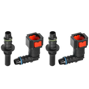 A ABSOPRO �ԗp�R�����C���z�[�X�N�C�b�N�����[�X�R�l�N�^�[�L�b�g 90�x 5/16 7.89mm SAE����5/16 8mm �z�[�X�v���X�`�b�N ���b�h 2�Z�b�g