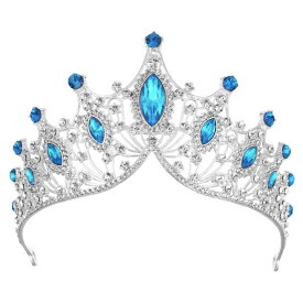 VOCOSTE 王冠 ティアラ クラウン プリンセス 花嫁 ウェディング パーティー コスプレ ヘアアクセサリー 髪飾り 女性用 シルバー ブルー