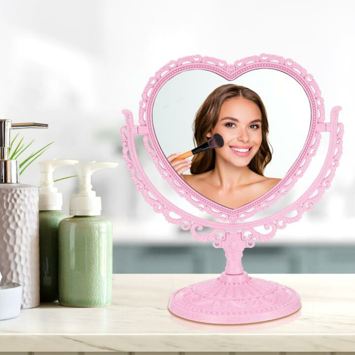 楽天市場】VOCOSTE 化粧鏡 卓上ミラー 化粧台立鏡 両面鏡 ハート型 