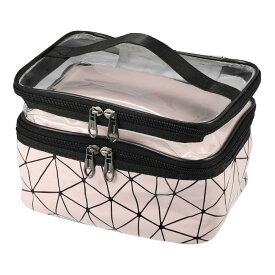 VOCOSTE 二層化粧バッグ コスメティックトラベルバッグ オーガナイザーケース クリアトイレタリーバッグ 女性用 ピンク