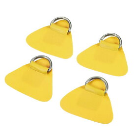 X AUTOHAUX D リングパッチ PVC ステンレス鋼 三角形形状 D リング パッド インフレータブル ボート カヤック カヌーデッキ用 黄色 4 個