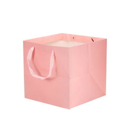 PATIKIL 30x30x30 cm 紙袋 ハンドル付き 5個 花束包装袋 ピンク
